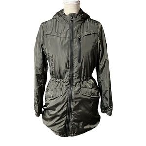 Lucky Brand Anorak Long Full Zip Up Winter Jacket Coat Green Parka Womens S
